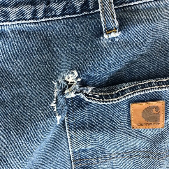 Carhartt Signature Denim Dungaree Original Carpenter Jeans 40x32 Actual 38x31 - Picture 5 of 9